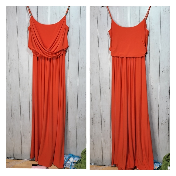 Lauren Ralph Lauren Dresses & Skirts - Perfect SUMMER dress! Women's Orange Maxi Dress with Draped Bodice